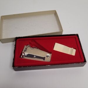 Silver Men's Accessory Set Money Clip and Grooming Manicure Gadget Keychain NEW